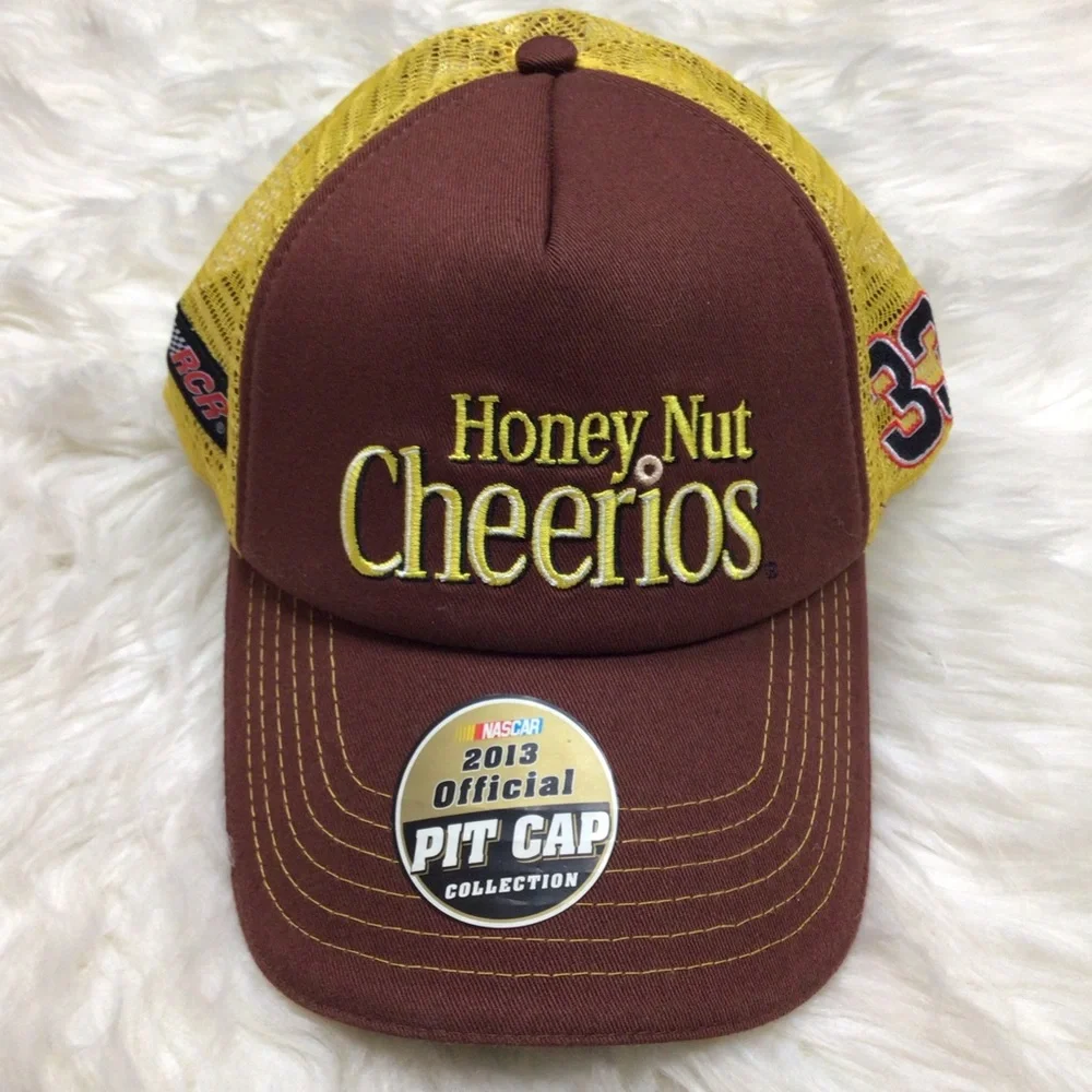 Honey nut Cheerios 2013 Nascar Chase Pit Cap Baseball Hat #33 Yellow Rare